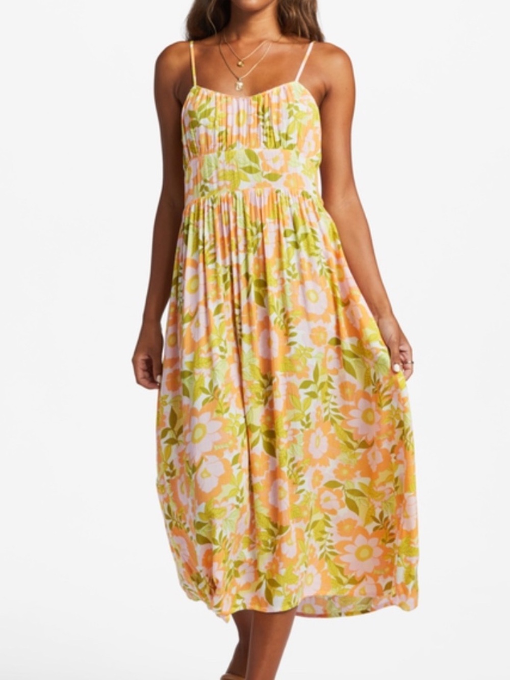 Billabong Your Babe Floral Sundress in Orange Peel